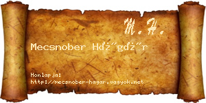 Mecsnober Hágár névjegykártya